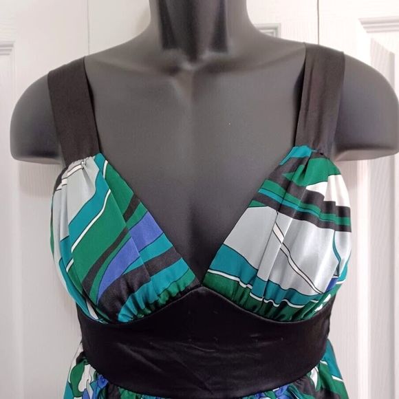 Speechless Junior Sz 7 Sundress Party Dress-Purple Blue/Green Floral/Blk Tulle - Picture 3 of 15